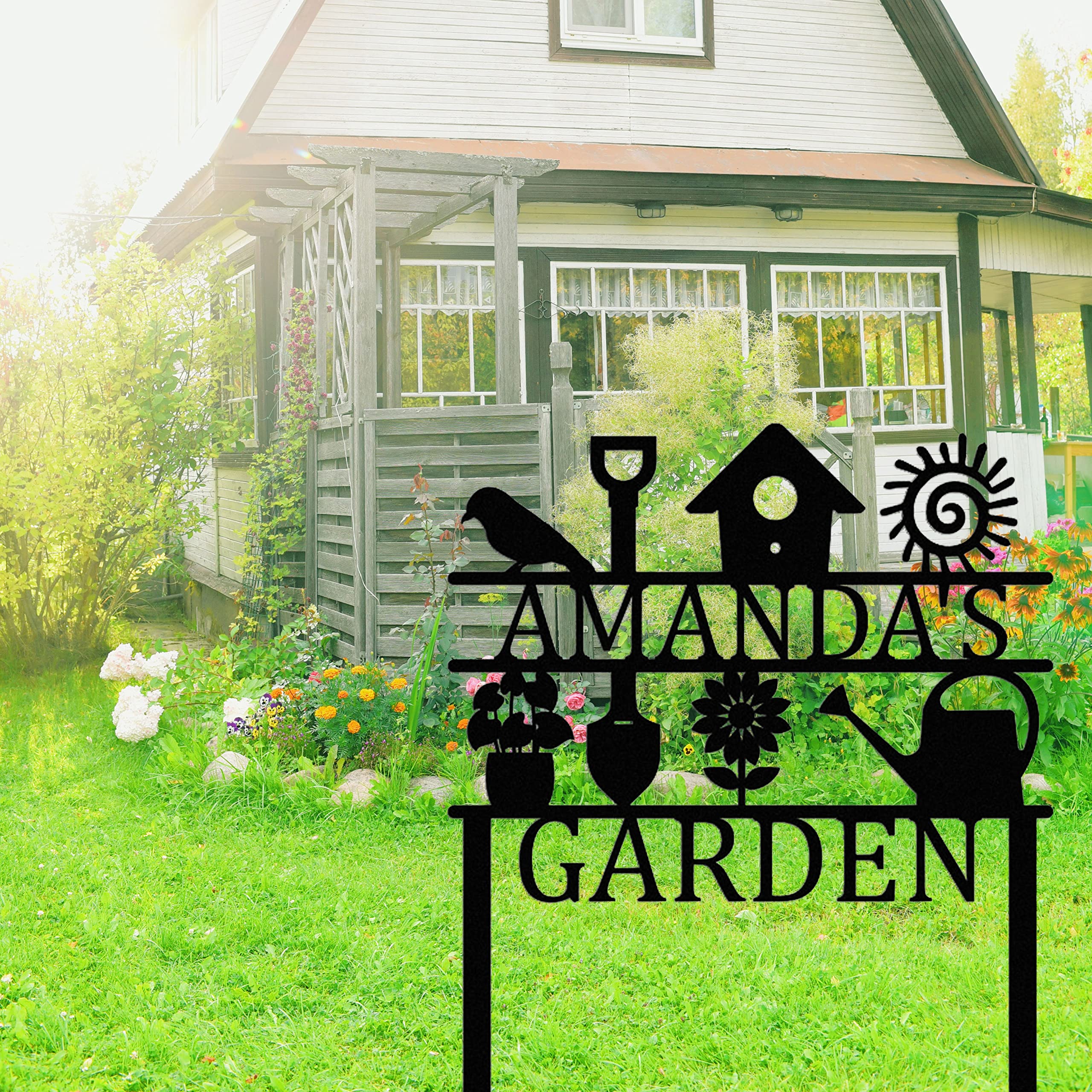 Panneaux De Jardin Personnalisés En Métal Pour Jardin, Jardin, Jardin, Cadeaux Pour Femme, Maman, Décoration Extérieure Pour Maison, Cour, Clôture, Patio