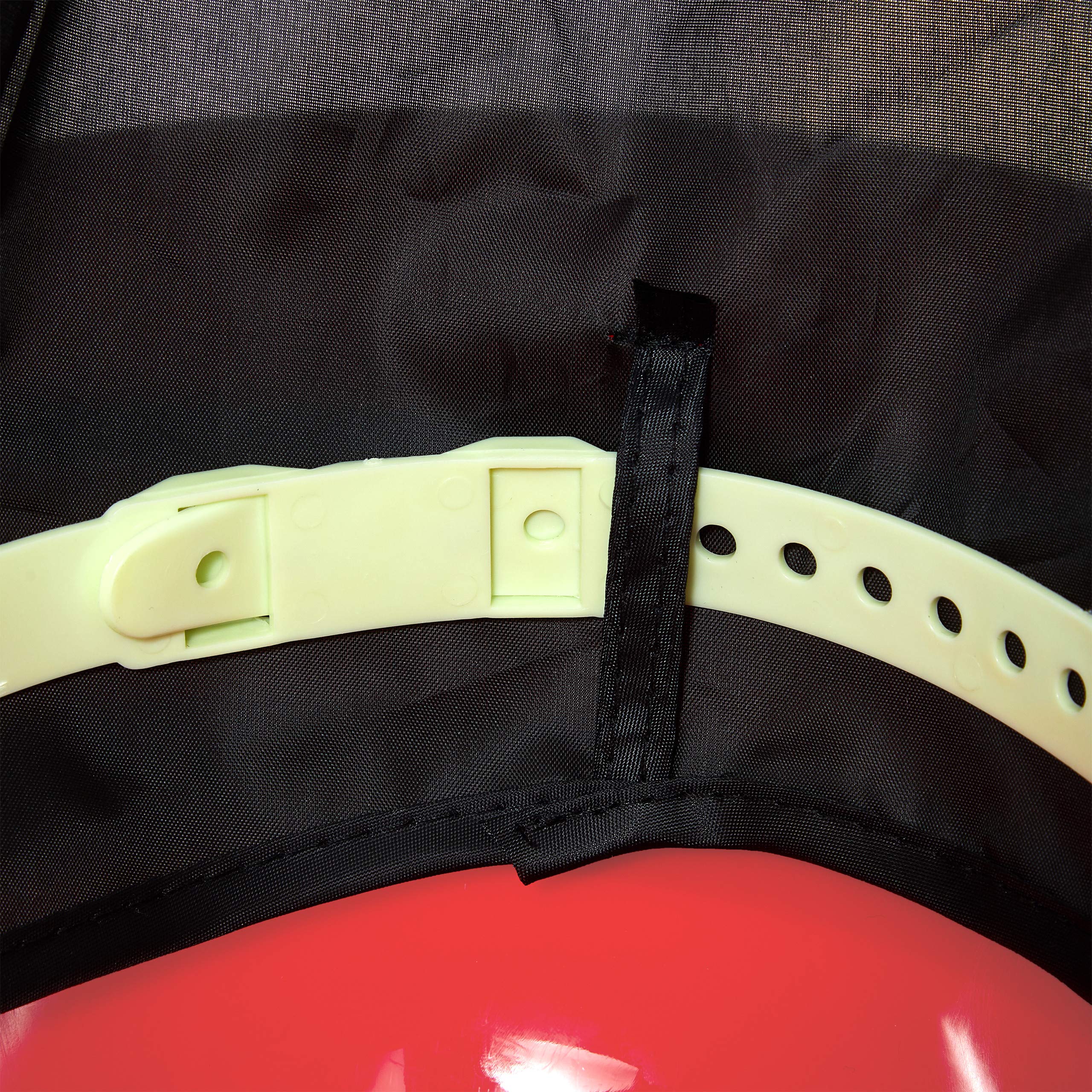 Relaxdays Casco da Pompiere per Bambini, con Visiera, Fazzoletto per Collo & Poggia Mento, Regolabile, Carnevale, rosso