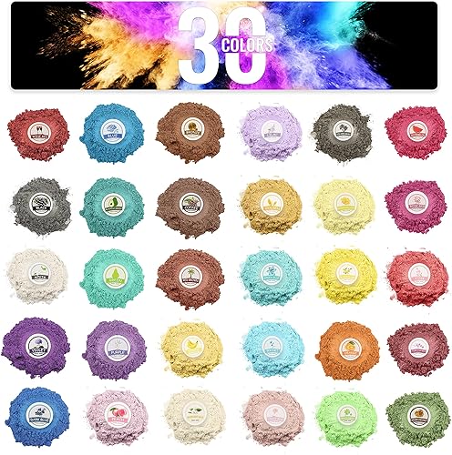 SAPBOND Polvo de mica para resina epoxi pigmentos de mica de 30 colores 105 onzas 1058oz juego de polvo de mica con purpurina para hacer jabón hacer
