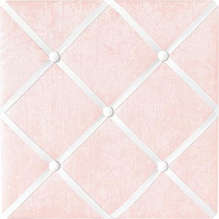 Sweet Jojo Designs Pink Fabric Memory Memo Photo Bulletin Board - Solid Light Blush Crinkle Crushed Velvet Luxurious Elegant Princess Boho Shabby Chic Luxury Glam High End Boutique for Lace Collection