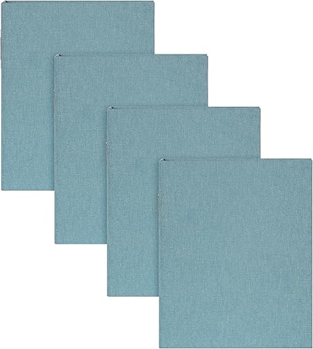 DesignOvation Cydney - Álbum de fotos, juego de 4, color verde azulado, álbumes de fotos envueltos en lino con capacidad de almacenamiento de 40