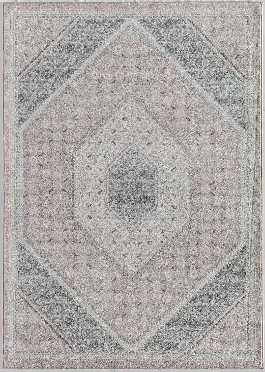 Elegant Gray Synthetic 5' x 7' Easy-Care Area Rug