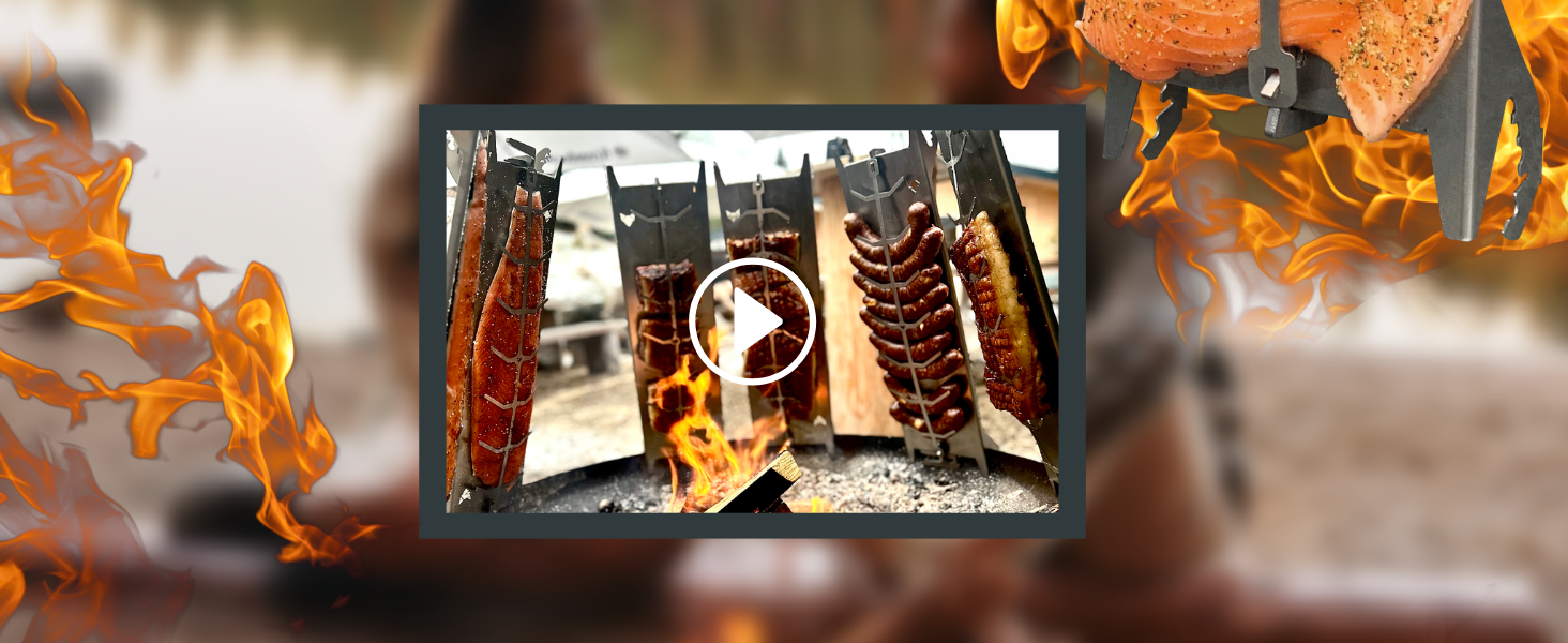 Supporto Per Salmone FENNEK In Acciaio Inox - Per Barbecue E Braciere, Meccanismo Di Serraggio Regolabile, Made In Germany - Foto 4