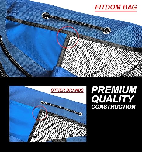 Miniatura 5 de Fitdom Bolsa de pelota de equipo de malla de fútbol XL resistente con diseño de correa de hombro ajustable para entrenador. con un bolsillo frontal