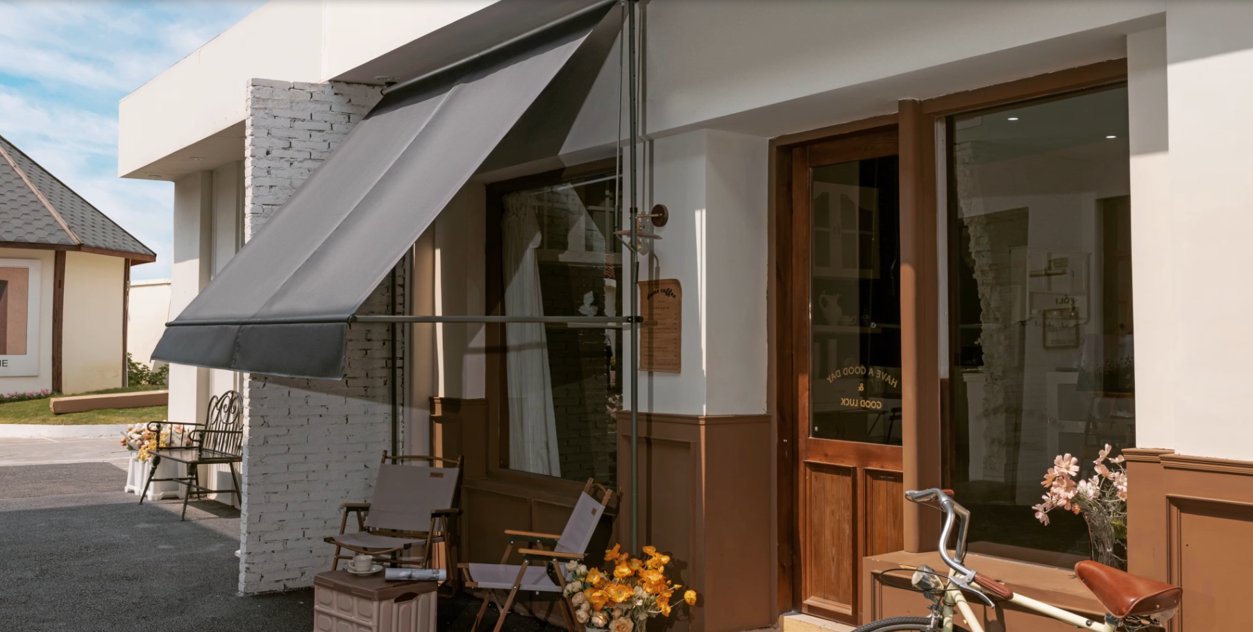 HOMEDEMO Store De Balcon Gris Serrage Manivelle, Sans Perçage, Protection Solaire Et Imperméable, Résistant Aux UV Et Réglable En Hauteur