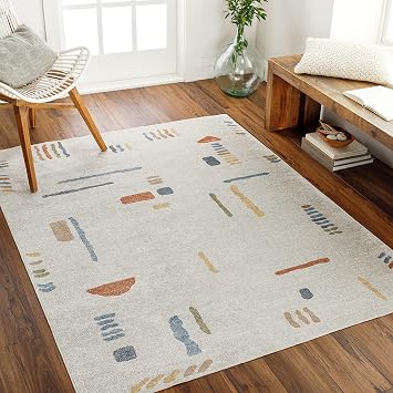 Artistic Weavers Lillian Washable Abstract Area Rug,710" x 102",Light Grey