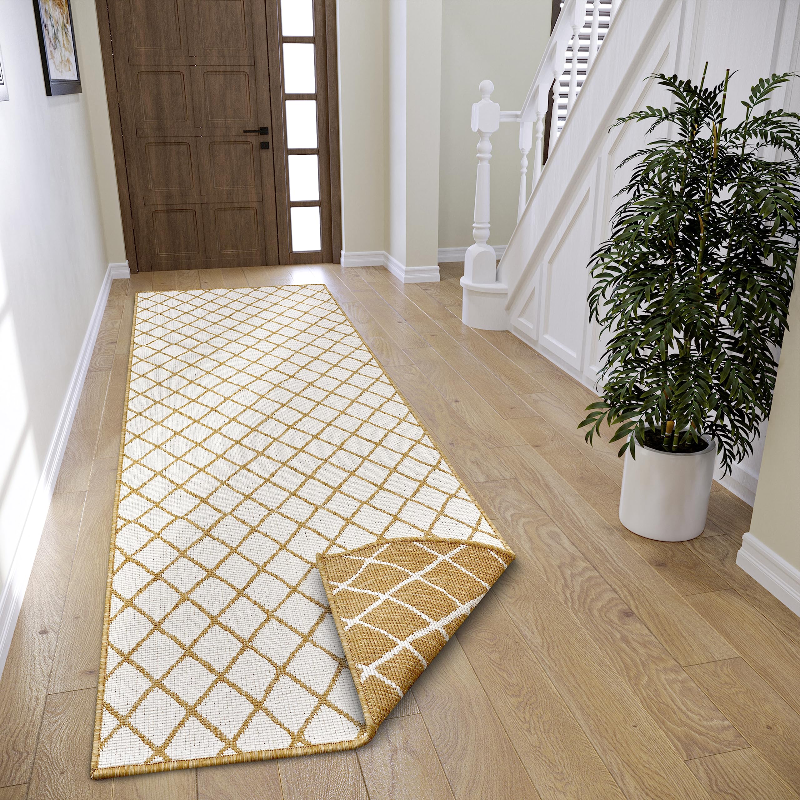 Tapis de balcon résistant aux UV NORTHRUGS Malaga tapis intérieur extérieur ocre