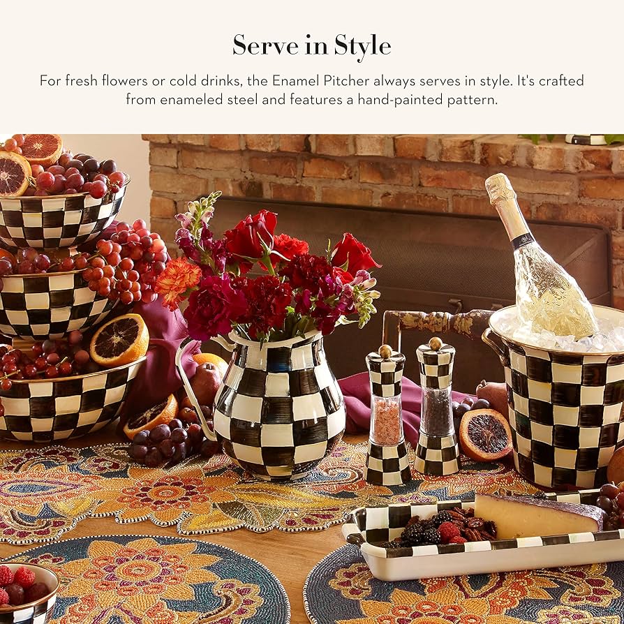 Amazon.com: MACKENZIE-CHILDS Enamel Pitcher with Spout for Water