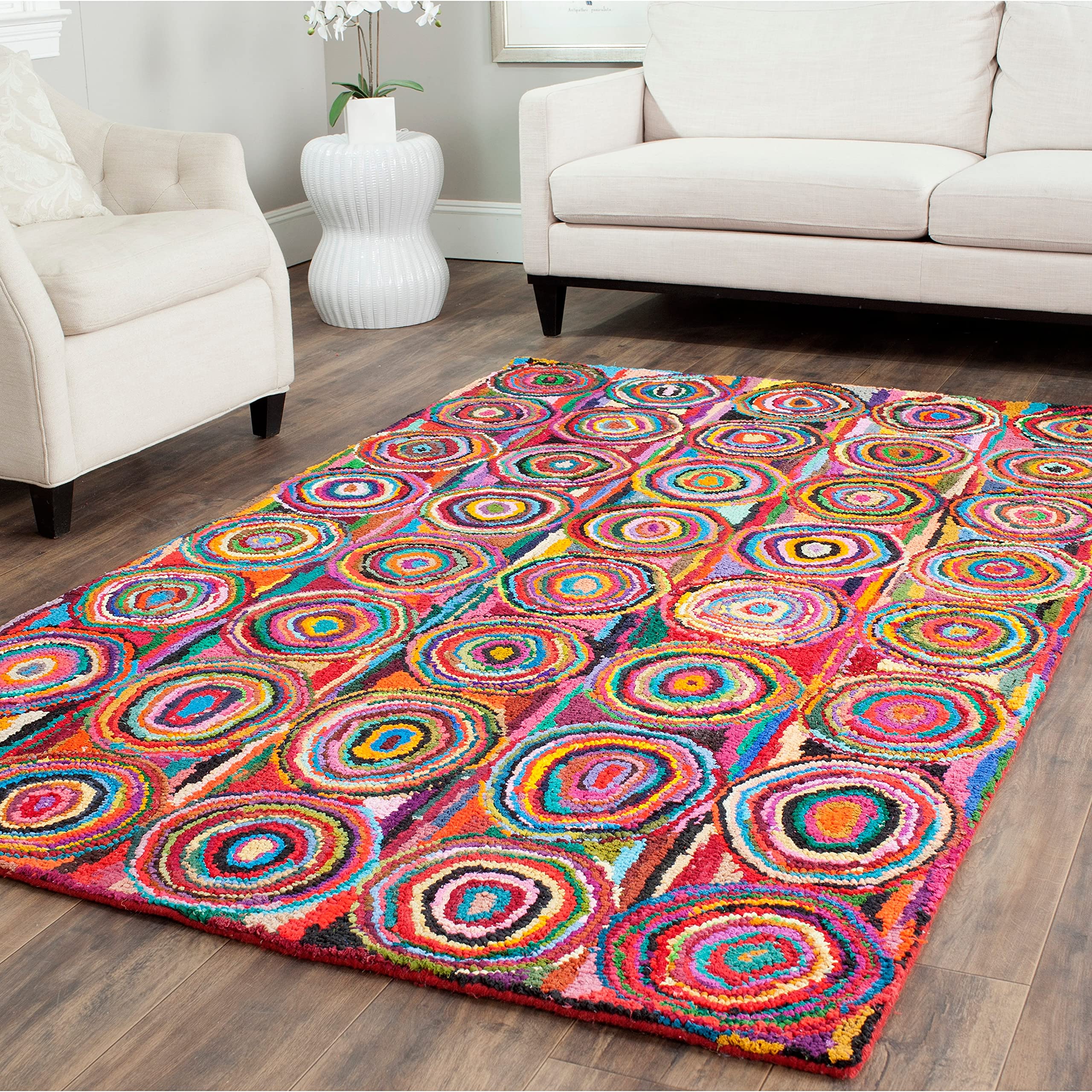 Safavieh NAN143 Nantucket Cotton Pile Kids Rug Large Rectangle/12'L x 9'W/Pink/Multi