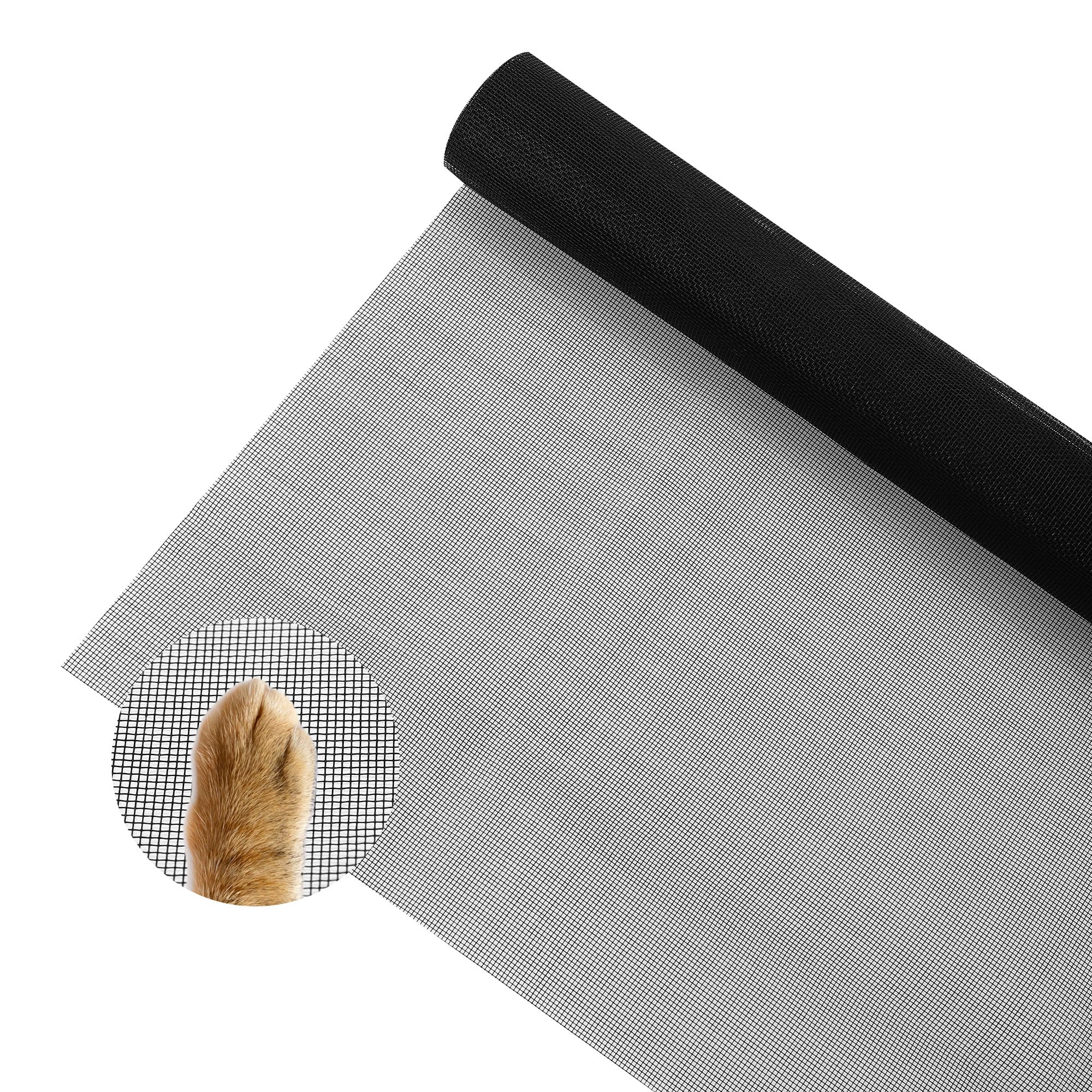 Riisoyu Fliegengitter Meterware 120x250cm - Zuschneidbares Insektenschutznetz Schwarz