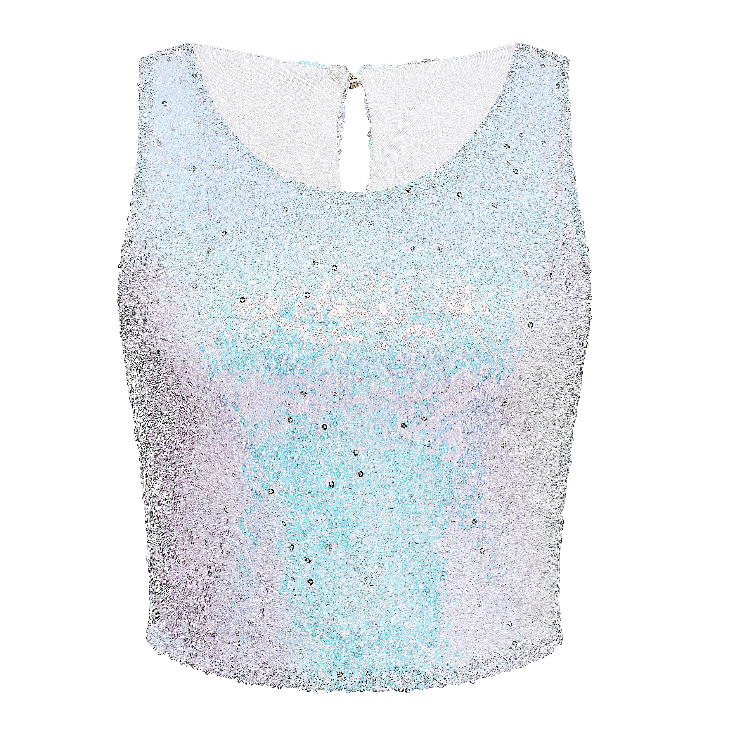 Coucoland Camiseta corta sin mangas para mujer, camiseta de verano con lentejuelas brillantes y purpurina para adelgazar, a la moda