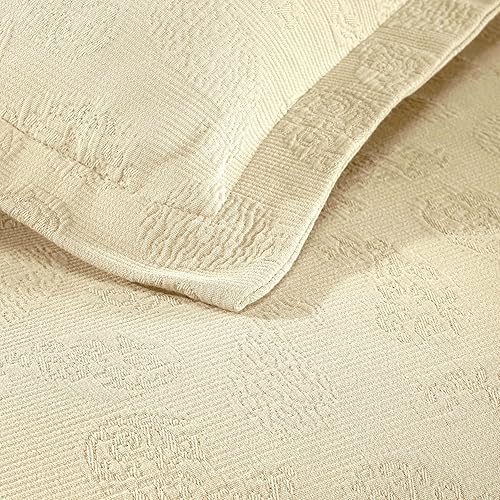 Miniatura 7 de Superior colcha de una plaza de jacquard y matelasse 100 % algodón de alta calidad, turquesa, individual, Ivory, King