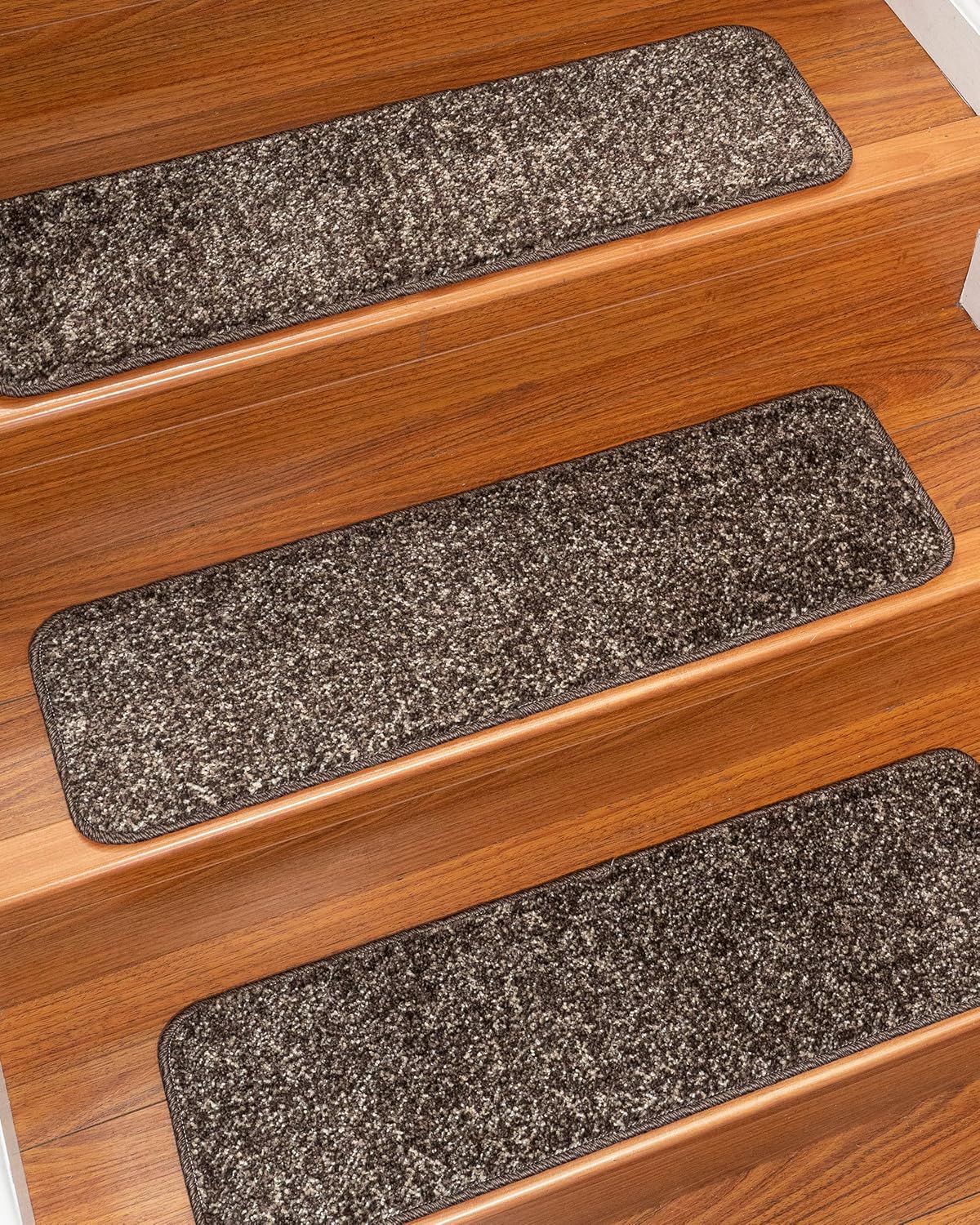 Natural Area Rugs Brown Caesar DIY Pet Friendly Polyester Carpet Stair Treads/Rugs 9" x 29" (8)