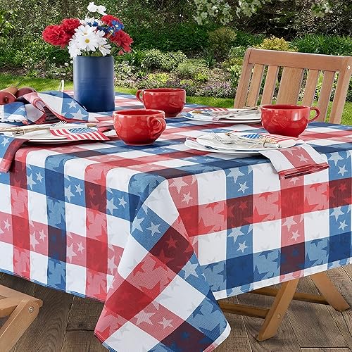 Miniatura 3 de Newbridge Mantel rectangular de tela, 52 x 70 pulgadas, estrellas lanzadas americanas, para interiores y exteriores, resistente a las manchas y a