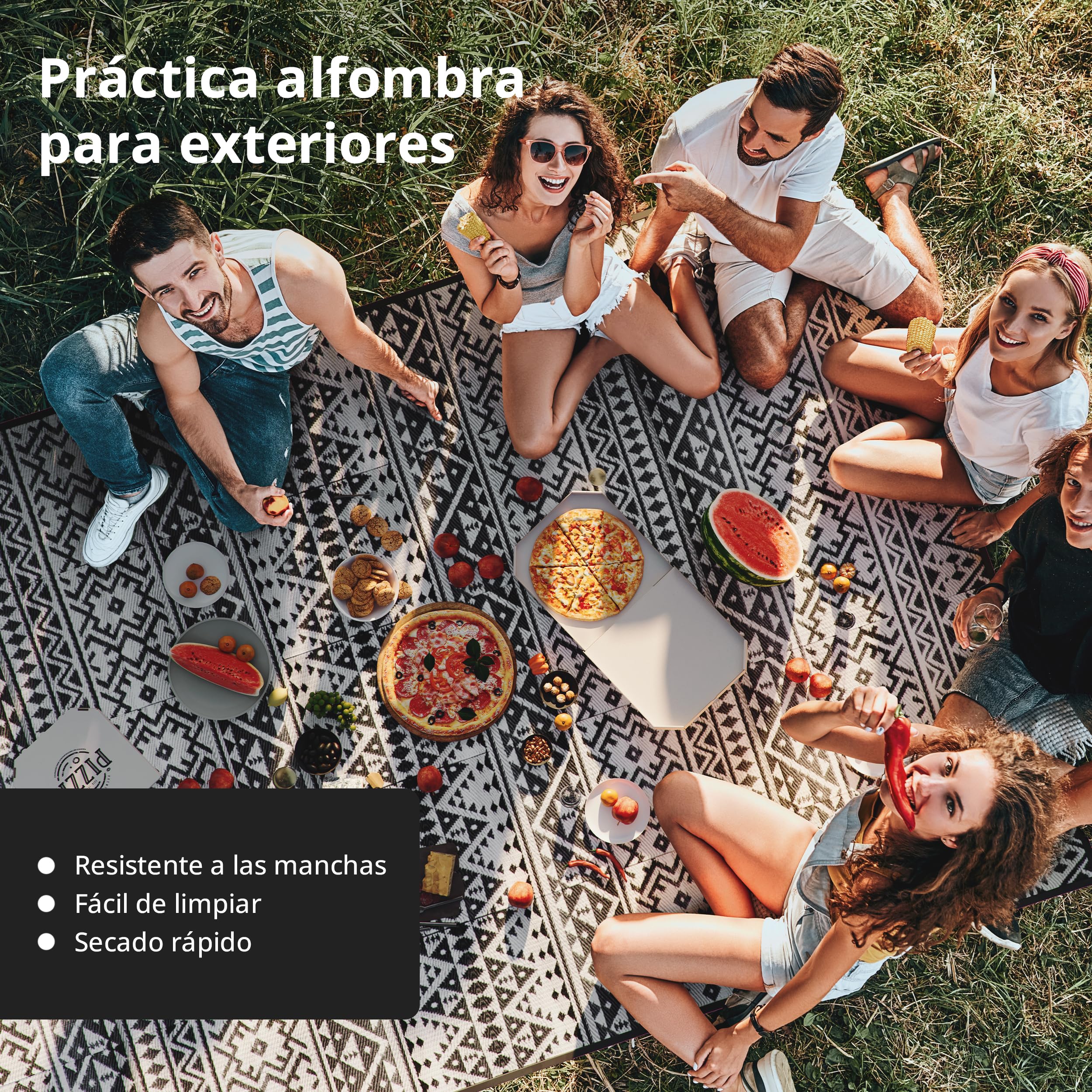 EVOCAMP Alfombra de Exterior, Resistente a la Intemperie y Ligero, Manta de pícnic, Alfombra Playa, Suelo Camping Exterior, Fibra de Polipropileno, para terrazas (Gris, 200 x 300 cm)