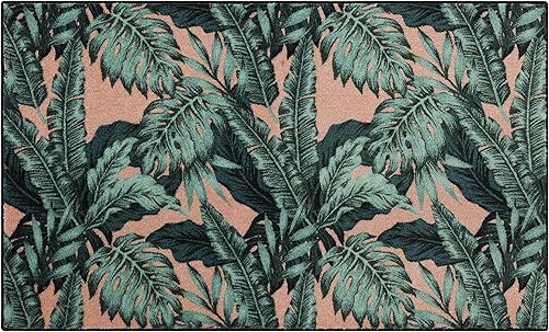 Miniatura 3 de Mohawk Home Alfombra de cocina de verano lavable a máquina, Palm Tree Paradise rosa pálido