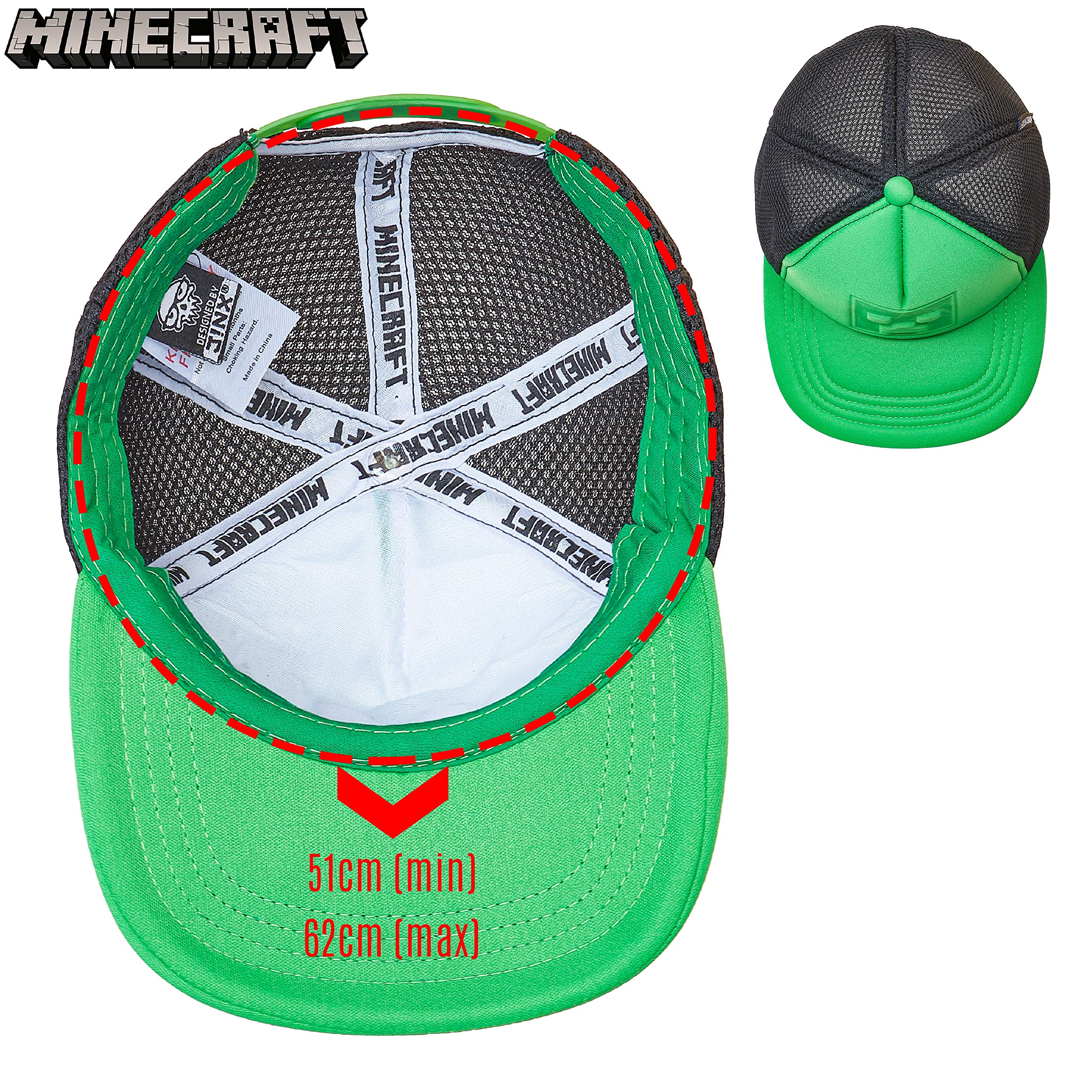 Minecraft Hats For Boys In Green And Black Baseball Cap