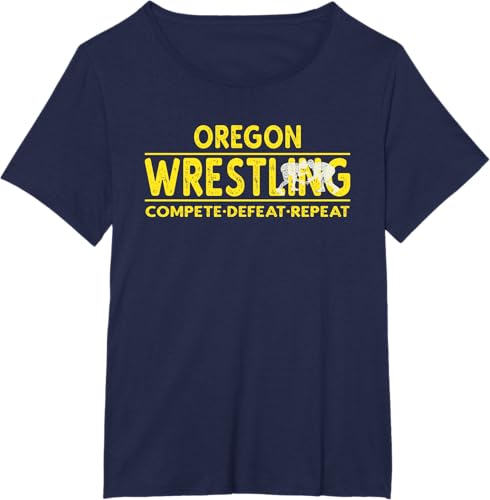 Miniatura 40 de Oregon Wrestling - Compete, Defeat, Repeat T-Shirt Negro,Azul Marino,Asfalto,Blanco,Azul Pastel,Arándano,Rojo,Verde Bosque,Verde Kelly,Verde