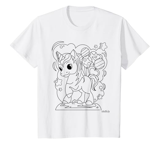 Kinder T Shirt Zum Bemalen Und Ausmalen Einhorn Unicorn Madchen