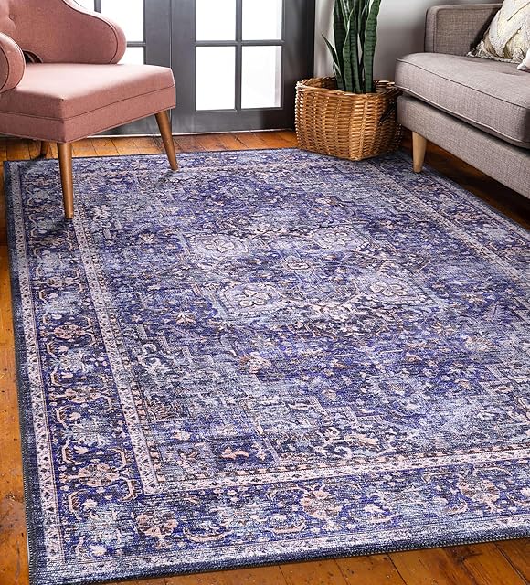 DAPHNE HOME DECOR Machine Washable Area Rugs For Kitchen, Bedroom, Dining Room and Living Room Non Slip Area Rugs | Soft Short Pile | Kid Pet Friendly Rug (Blue - Mediterrenian, 160X230 CM)