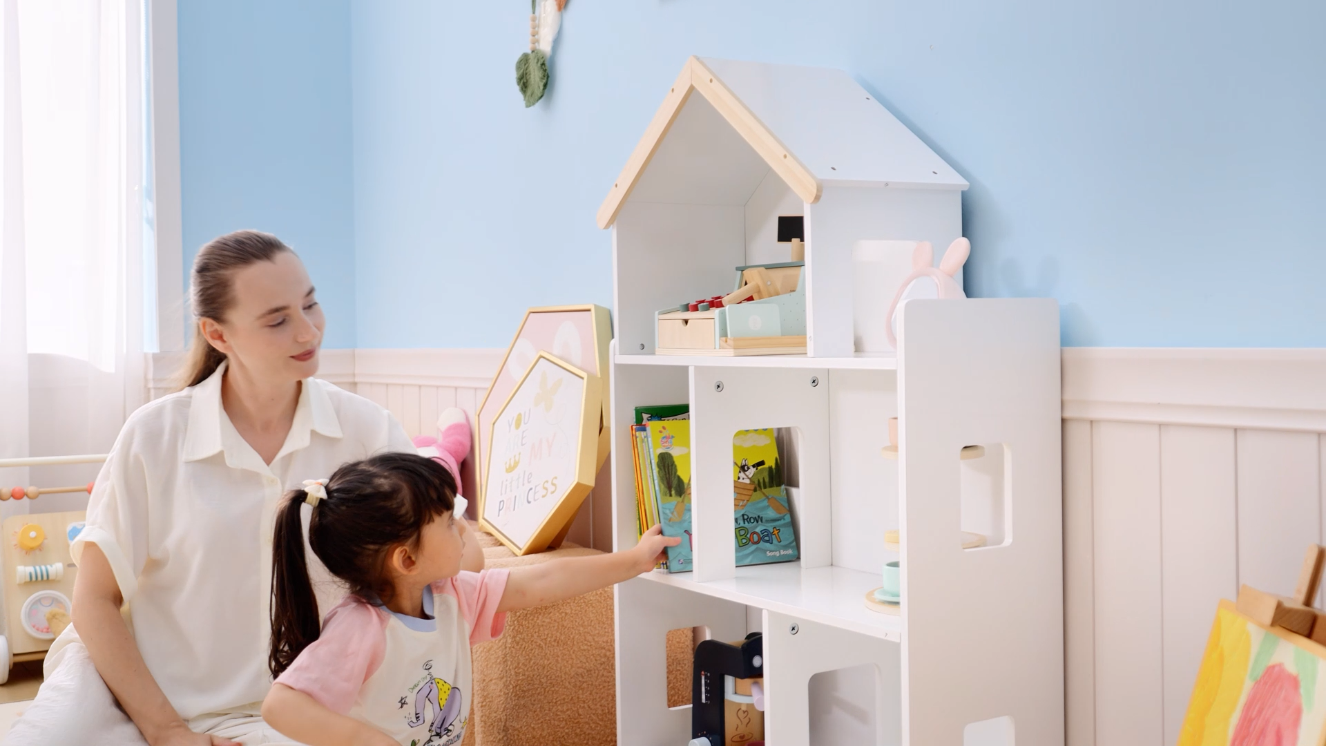 Libreria Per Bambini ZONEKIZ A 3 Ripiani - In Legno Per Cameretta O Stanza Giochi - Foto 4