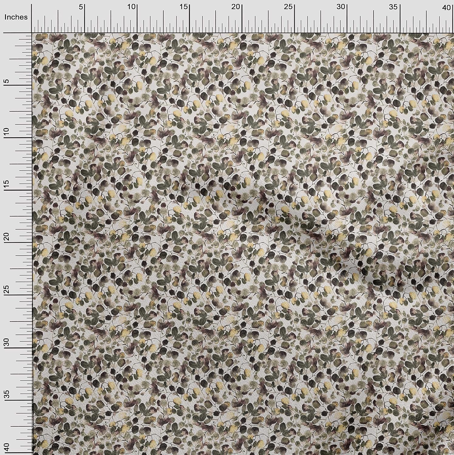 oneOone Polyester Spandex Dark Olive Green Fabric Abstract Floral DIY Clothing Quilting Fabric Print Fabric by Yard 56 Inch Wide