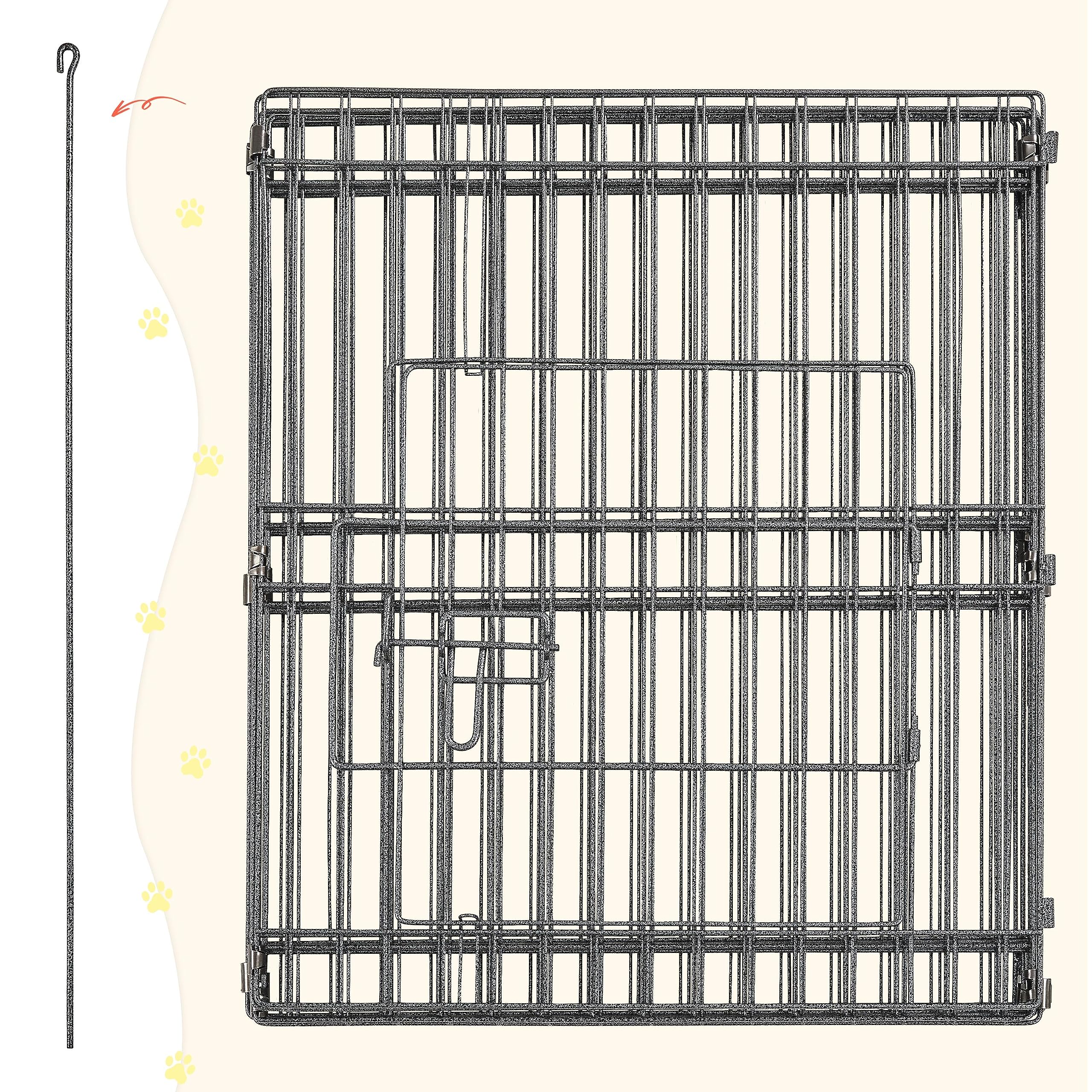 Yaheetech 8pcs Vallas para Perros Metalicas Corral Vallas Jaulas para Animales Pequeños Parque para Mascotas Cachorros Corral Plegable 61x52cm
