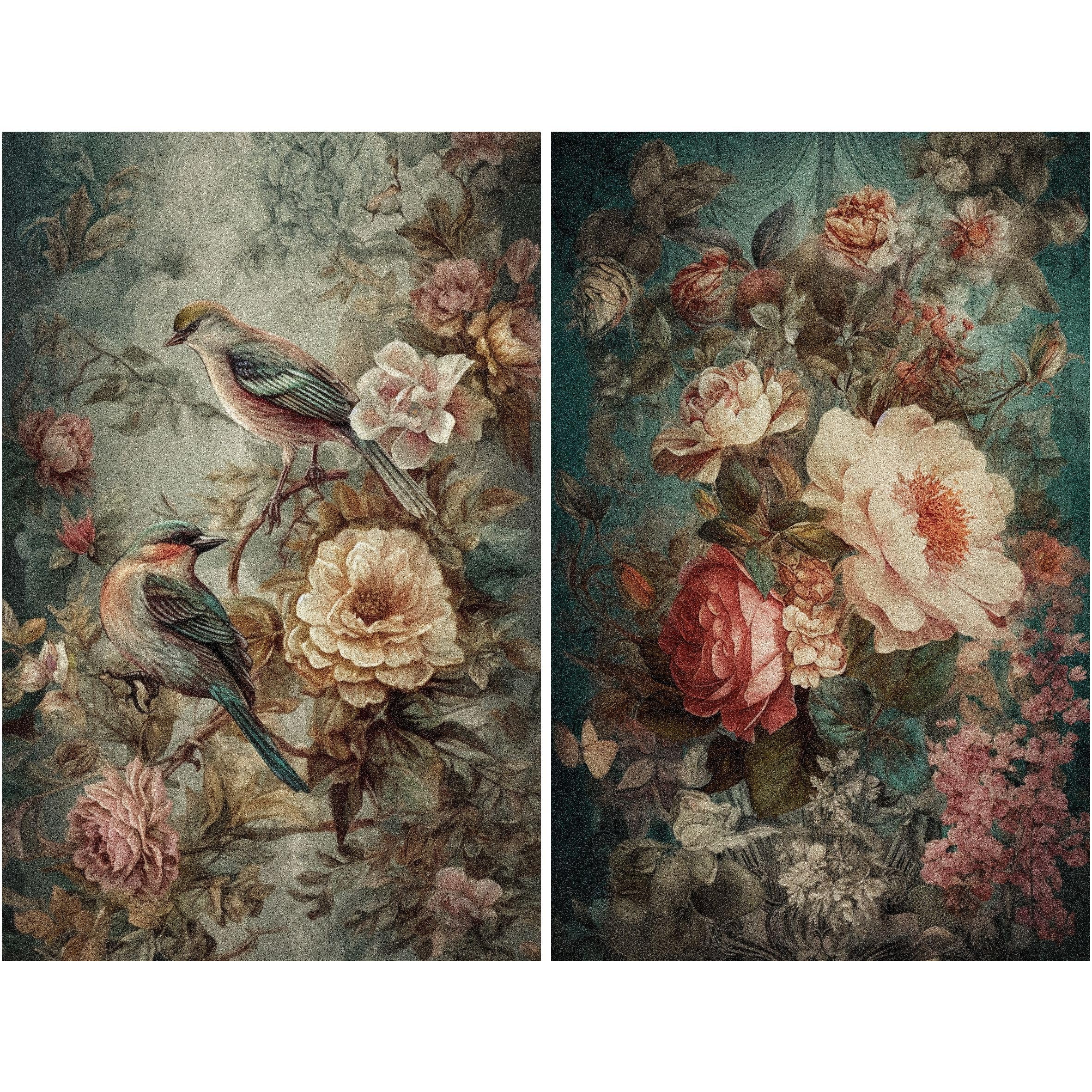 Carta Di Riso Nera Grunge Damascata - 6 Fogli 20x26.6cm Per Scrapbooking, Decoupage, Artigianato - Foto 2