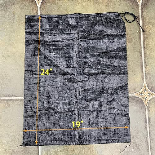 Miniatura 6 de Jumbulk Bolsas de arena tejidas de polietileno negras vacías de 19 x 24 pulgadas, protección UV, anti-UV 3 años, con lazos, bolsas de arena