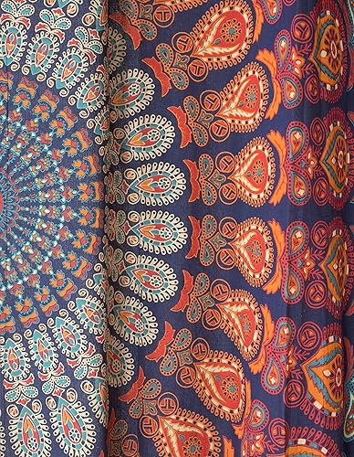 Miniatura 6 de Popular Handicrafts - Cortina de paneles con diseño de mandala de pavo real hippie bohemio indio hermoso, color azul multi