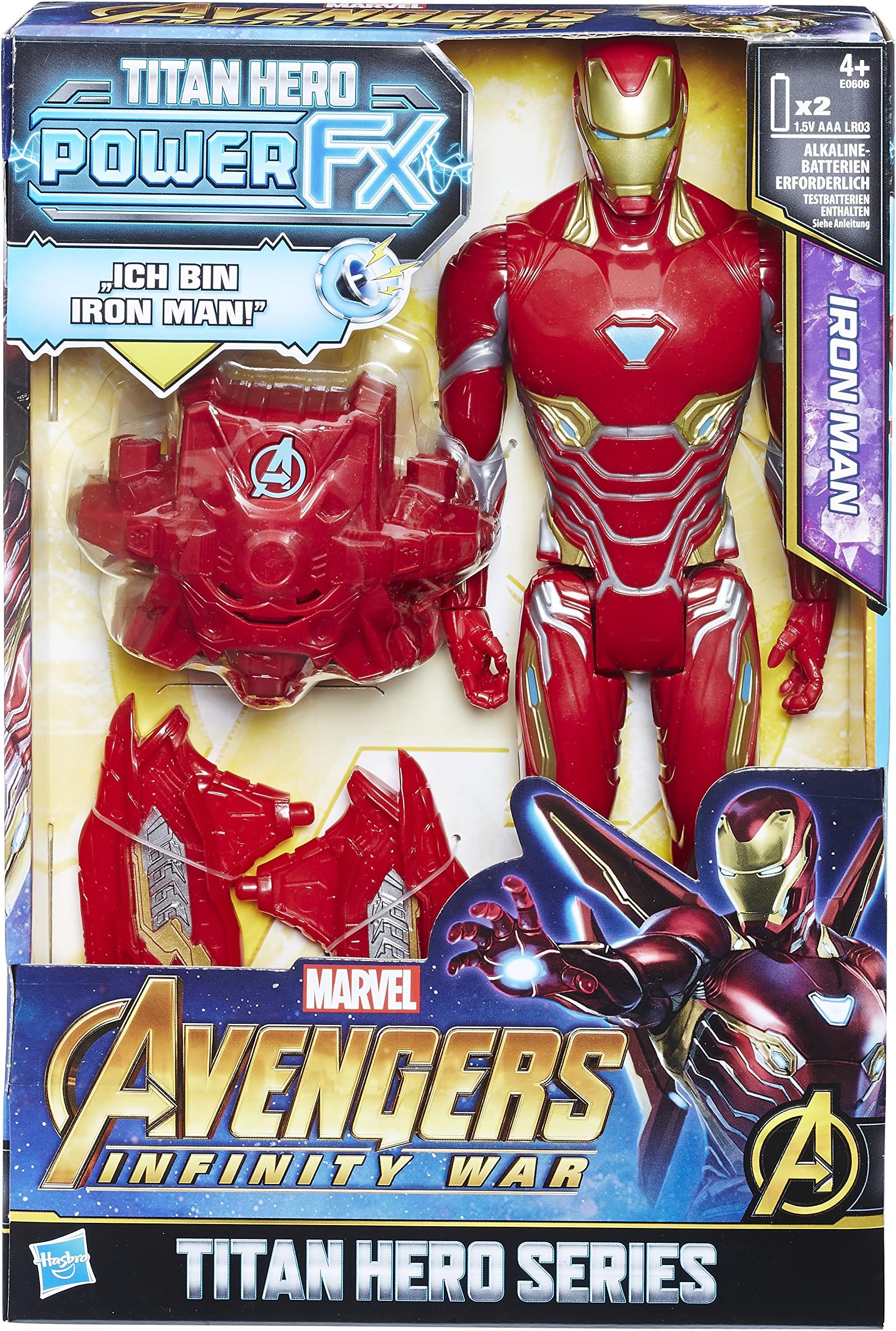 Hasbro Avengers E0606100 Marvel Titan Hero Iron Man Action Figure with Power FX PACK – German Version