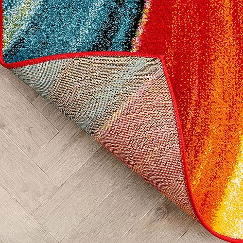 Miniatura 5 de Well Woven- Alfombra de pelo largo con diseño geométrico multicolor, arte abstracto y moderno en pintura, contemporáneo, no se deshilacha, ideal