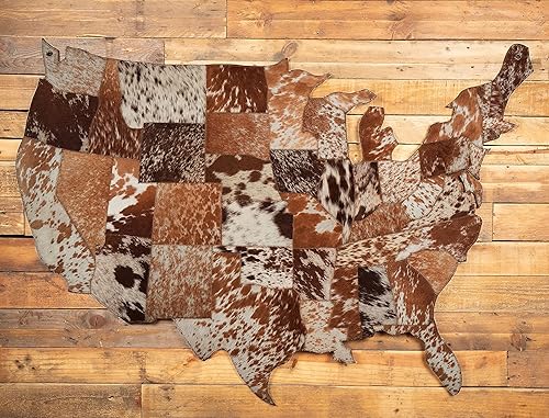 Miniatura 2 de LOOMINAIRE Glory - Mapa de cuero de vaca hecho a mano para colgar en la pared de su hogar y oficina, tamaño grande 4'x3'