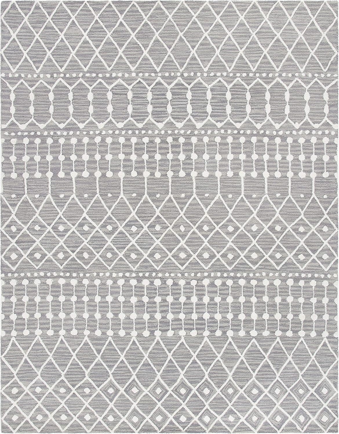 Handmade Gray Wool 8' x 10' Reversible Tufted Area Rug