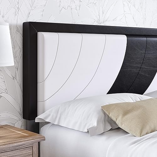 Miniatura 45 de Boyd Sleep Beaumont - Cama de plataforma tapizada con cabecero, base de colchón con 14 soportes de listones de madera, no requiere somier, piel