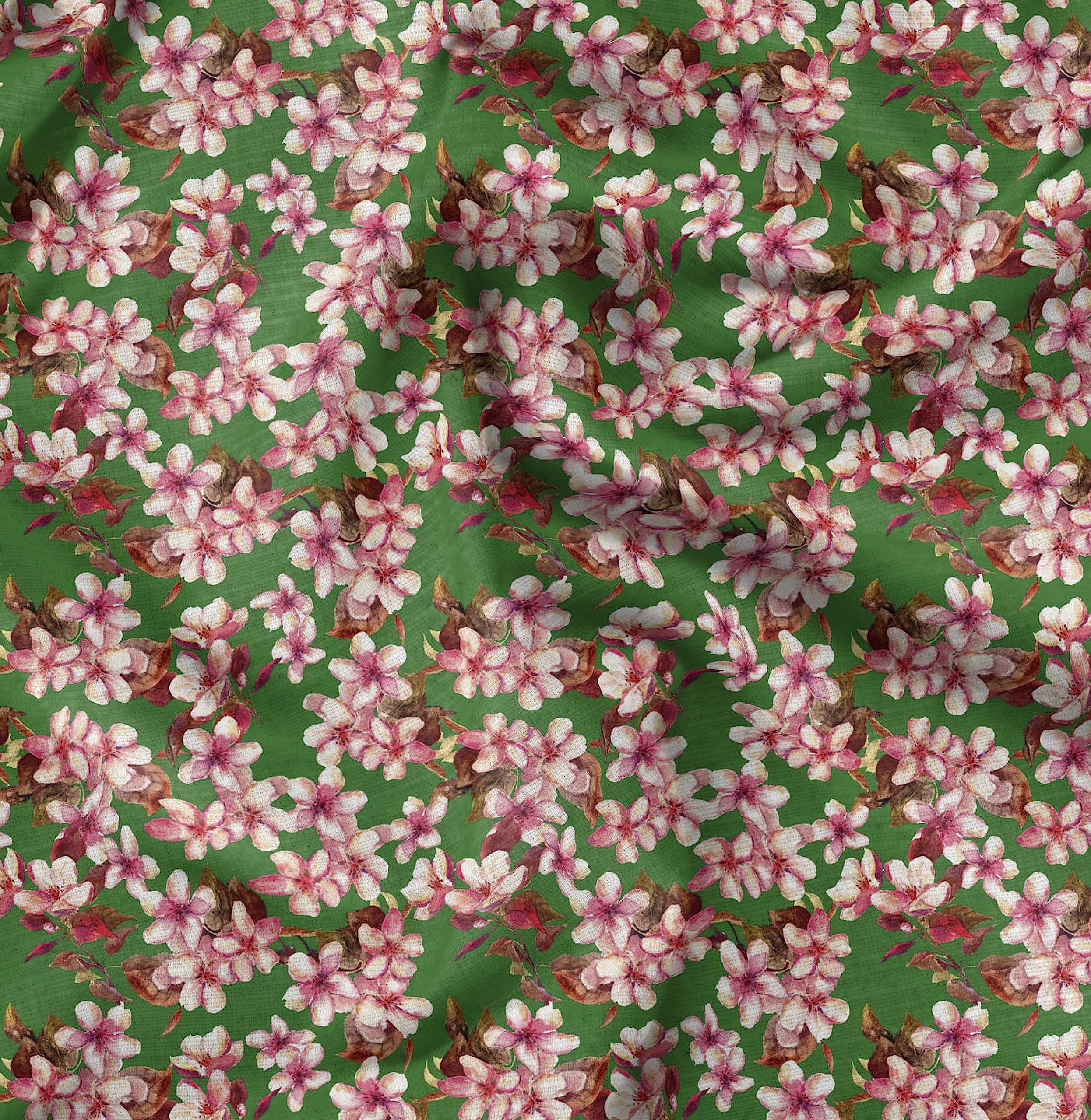 Soimoi Tissu En Voile De Coton Vert Avec Imprimé Floral