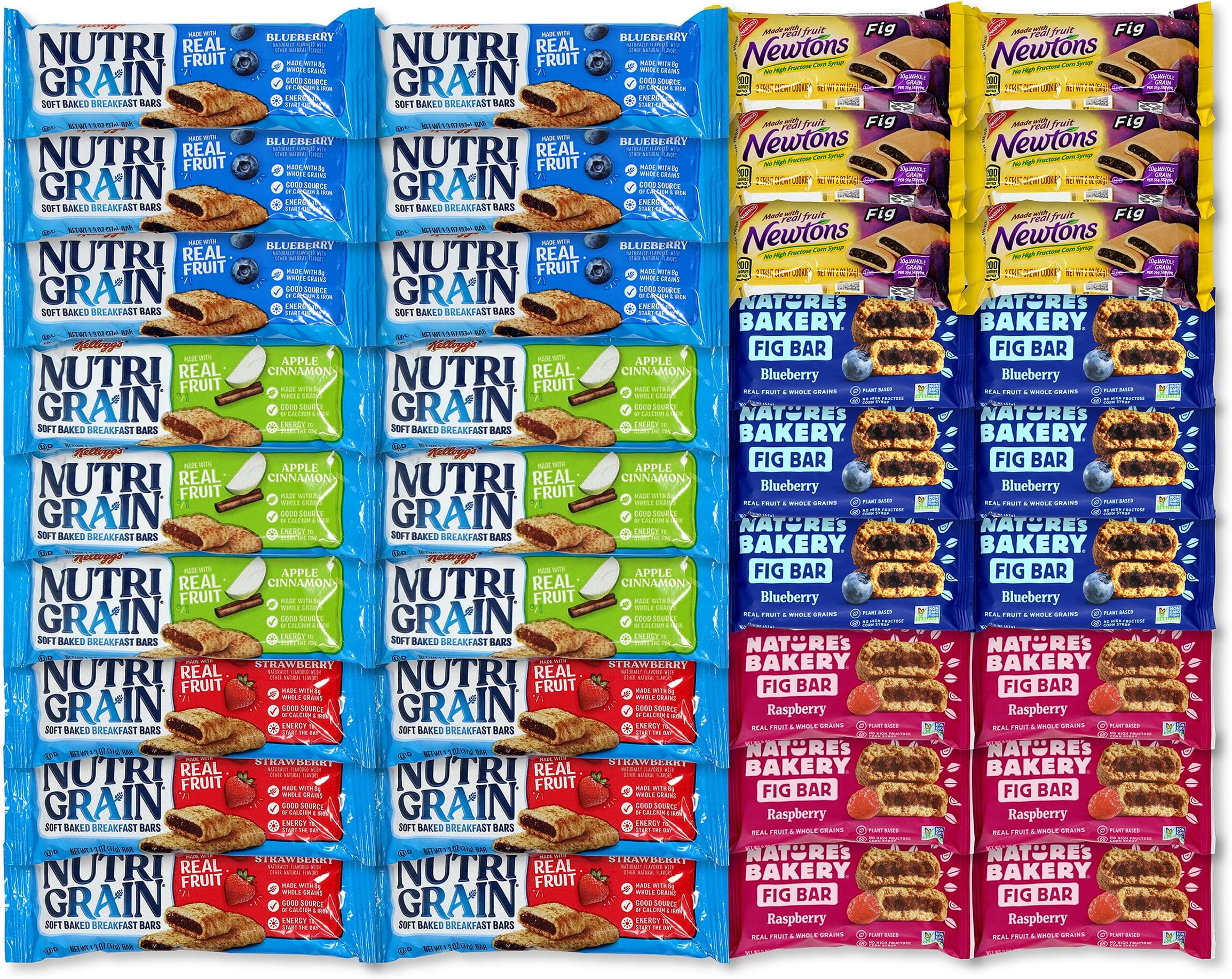 NiroAssortment | Healthy Snack Bars & Fruit Bars Variety Pack | Natures Bakery Fig Bars, Nutrigrain Bars, Stuffed Breakfast Bars, Fig Newtons | 6 Of Each Sab