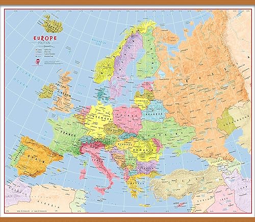 Miniatura 2 de Maps International Mapa de pared grande para niños y niñas, diseño de Europa política y primaria, laminado, 47 x 39