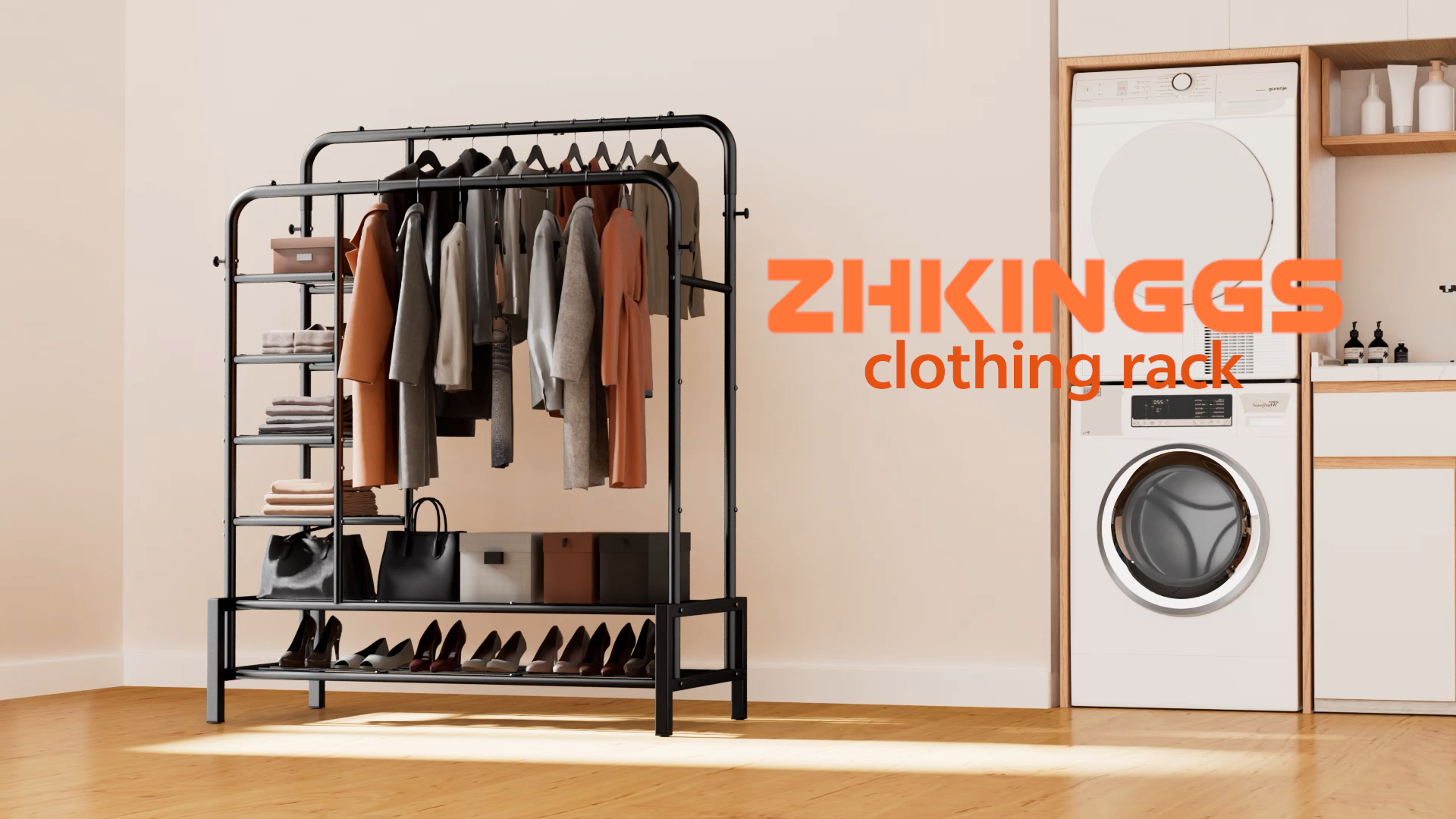 Amazon.com: ZHKINGGS Clothes Rack, Double Rods Clothing Rack with