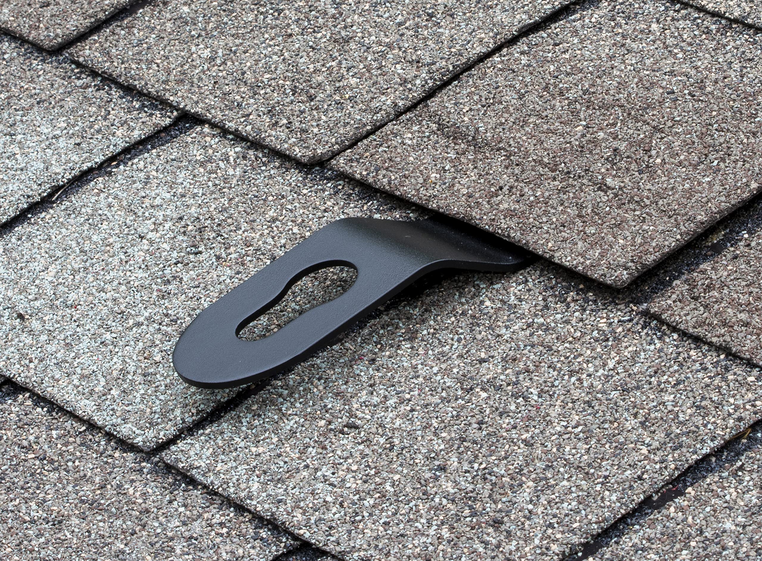 Tie Down HitchClip Permanent Reusable Metal Construction Safety Equipment Residential Roof Anchor Point Bracket Set, Black (Pack of 25)