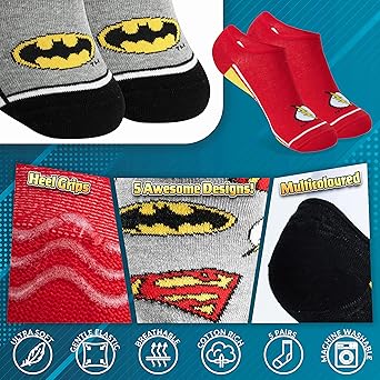 Lot De 3 Paires De Chaussettes Garçon Superman DC Comics - Coton Mélangé, Style Décontracté