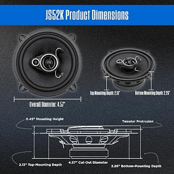 Jensen APEX JS52K 5.25 3-Way Aramid Fiber Car Speakers Pair 200W Peak