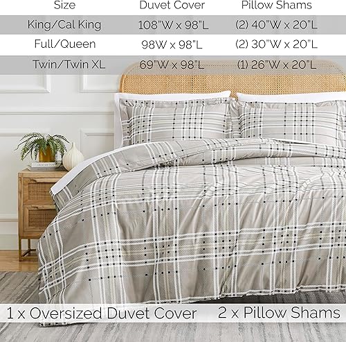 Miniatura 2 de Southshore Fine Living, Inc. Vilano - Juego de funda de edredón tamaño King de 3 piezas, con estampado a cuadros, 2 fundas de almohada a juego (108