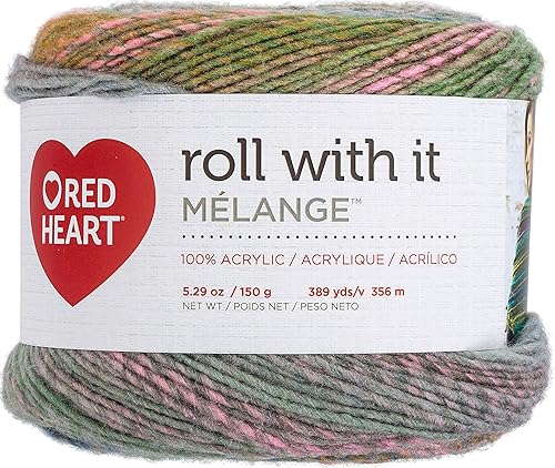 Miniatura 14 de Red Heart Roll with It Melange - Hilo para cortina de 5.3 onzas, acrílico, 4 medianos (peinado), 389 yardas, tejido/ganchillo, paquete de 3, pasarela