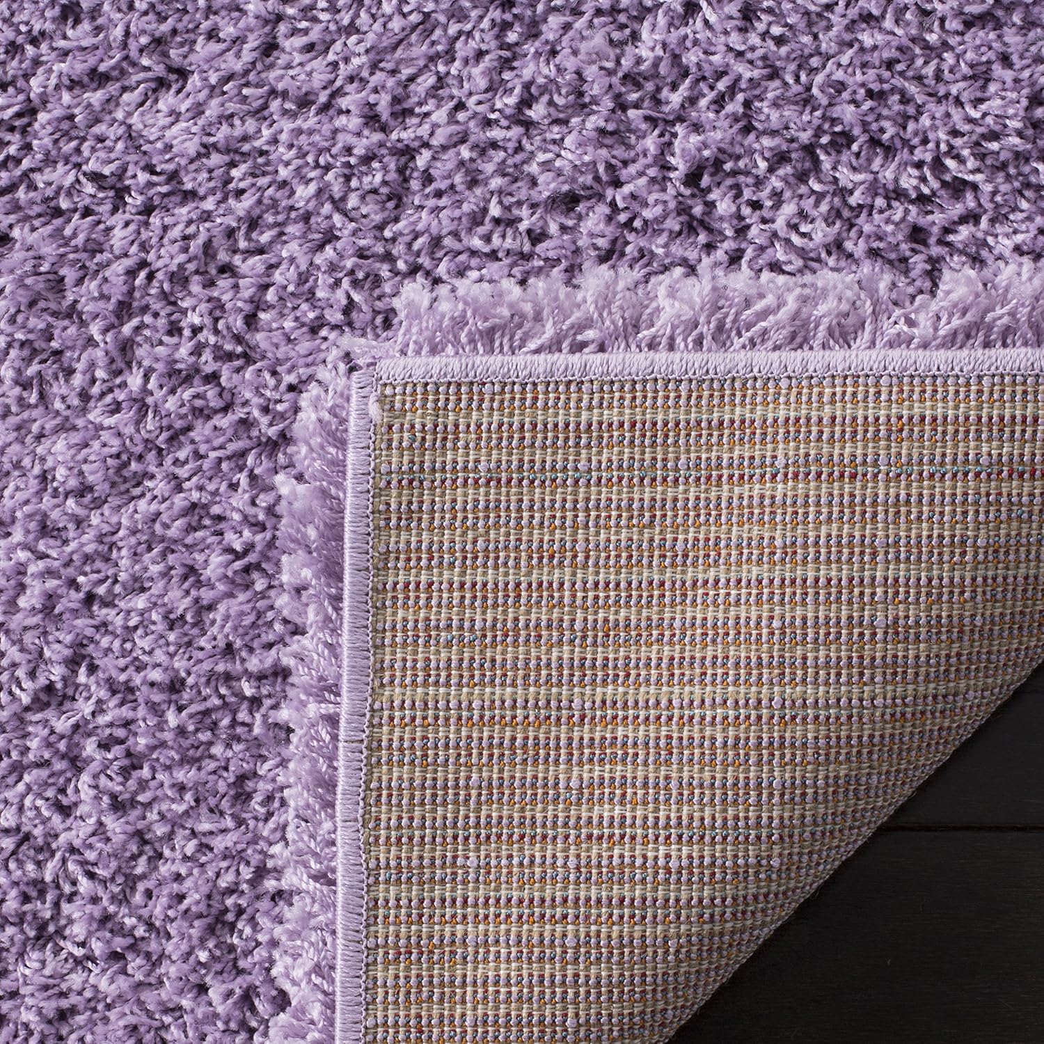 SAFAVIEH Laguna Shag Collection Area Rug - 5'3" Square, Lilac, Non Shedding & Easy Care, 2-inch Thick, Ideal for The Living Room, Bedroom, Dining (SGL303N-5SQ)