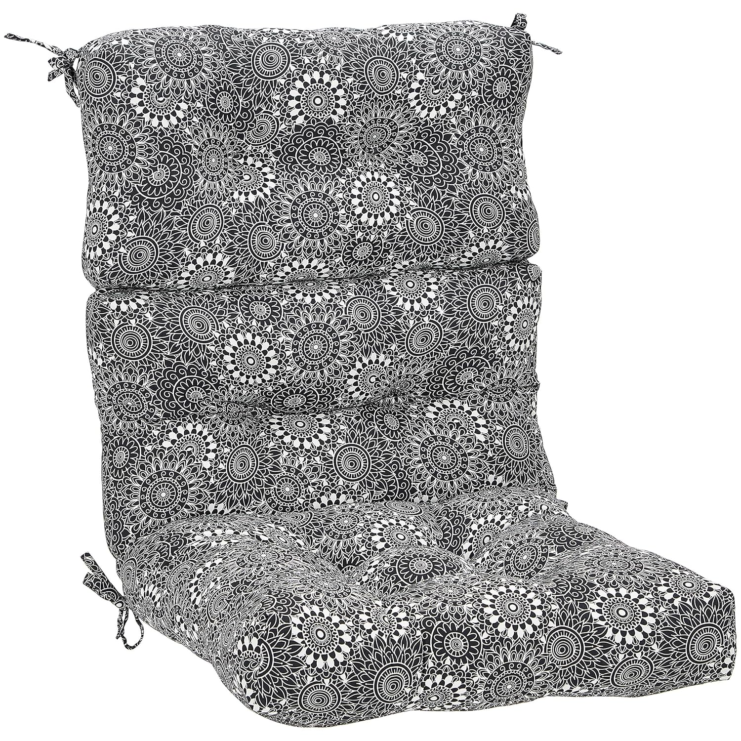 AmazonBasics Polyester Canvas Tufted Outdoor High Back Patio Chair Cushion Black Floral, 44 x