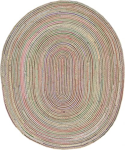 Miniatura 3 de SAFAVIEH Cape Cod Collection - Alfombra ovalada de 8 x 10 pies, natural y multicolor, hecha a mano de yute trenzado, ideal para zonas de alto