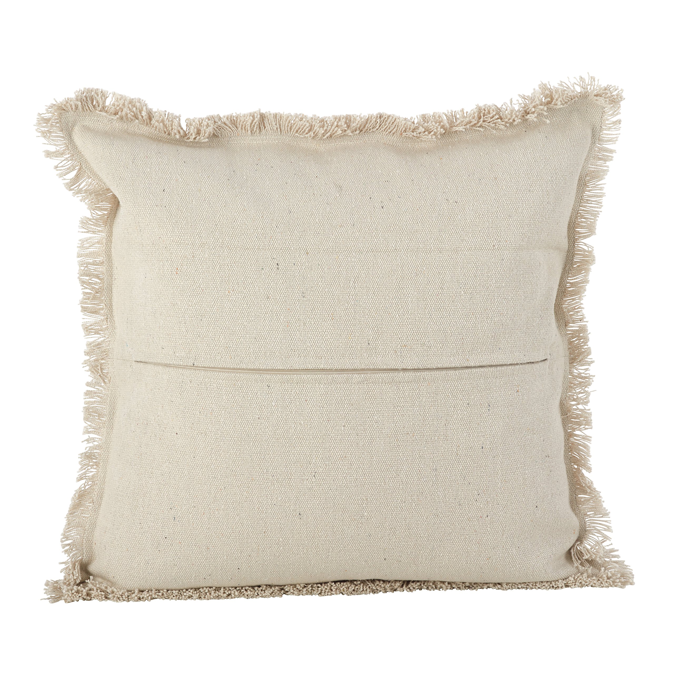 SARO LIFESTYLE 2152.GY20S Aztec Tribal Design Fringe Trim Cotton Down Filled Throw Pillow, Grey, 20