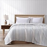 Vista 11 de Tommy Bahama - Manta King, ropa de cama de algodón suave, ropa de cama inspirada en la costa (rayas verdes de arena costera, King)