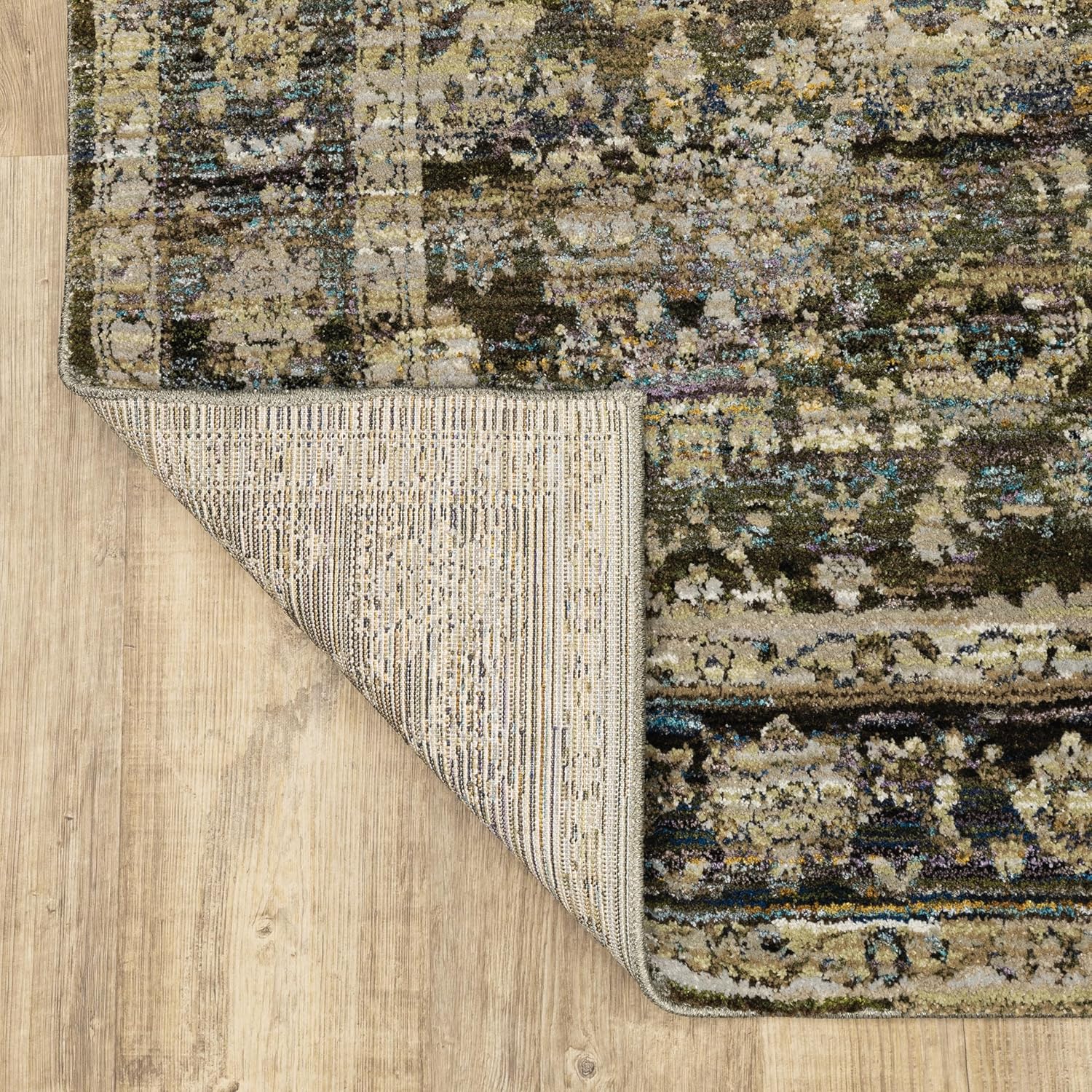 Oriental Weavers Andorra Area Rug - 7125C - 1'10" x 3'2" - in Green/Brown - Vintage Inspired, Stain Resistant, Family and Pet Friendly, Entryway, Bathroom Accent Rug